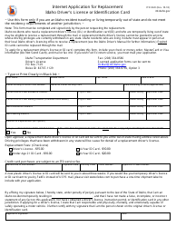 Document preview: Form ITD0020 Internet Application for Replacement Idaho Driver's License or Identification Card - Idaho