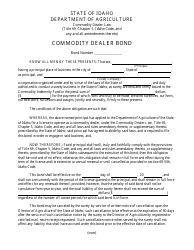 Document preview: Commodity Dealer Bond Form - Idaho