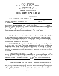 Commodity Dealer Bond Form - Idaho