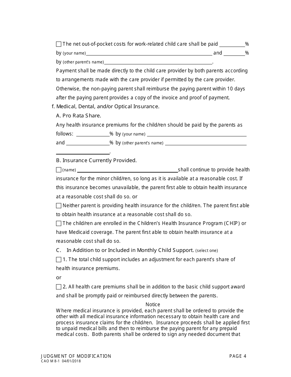 Form CAO M8-1 Judgment of Modification - Idaho, Page 4