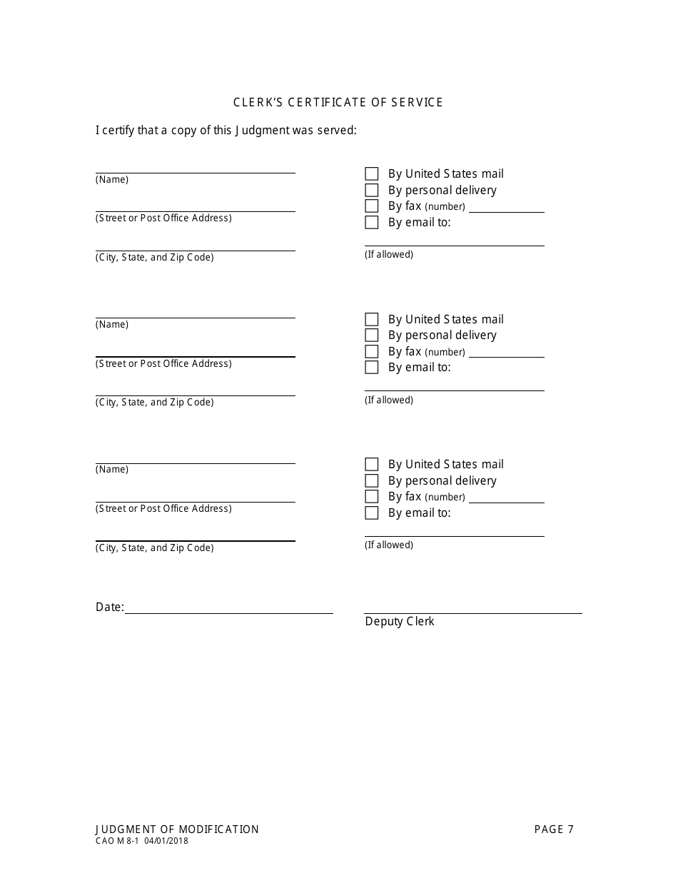 Form CAO M8-1 Judgment of Modification - Idaho, Page 7