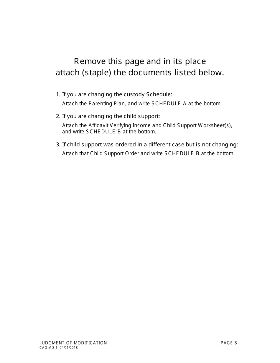 Form CAO M8-1 Judgment of Modification - Idaho, Page 8