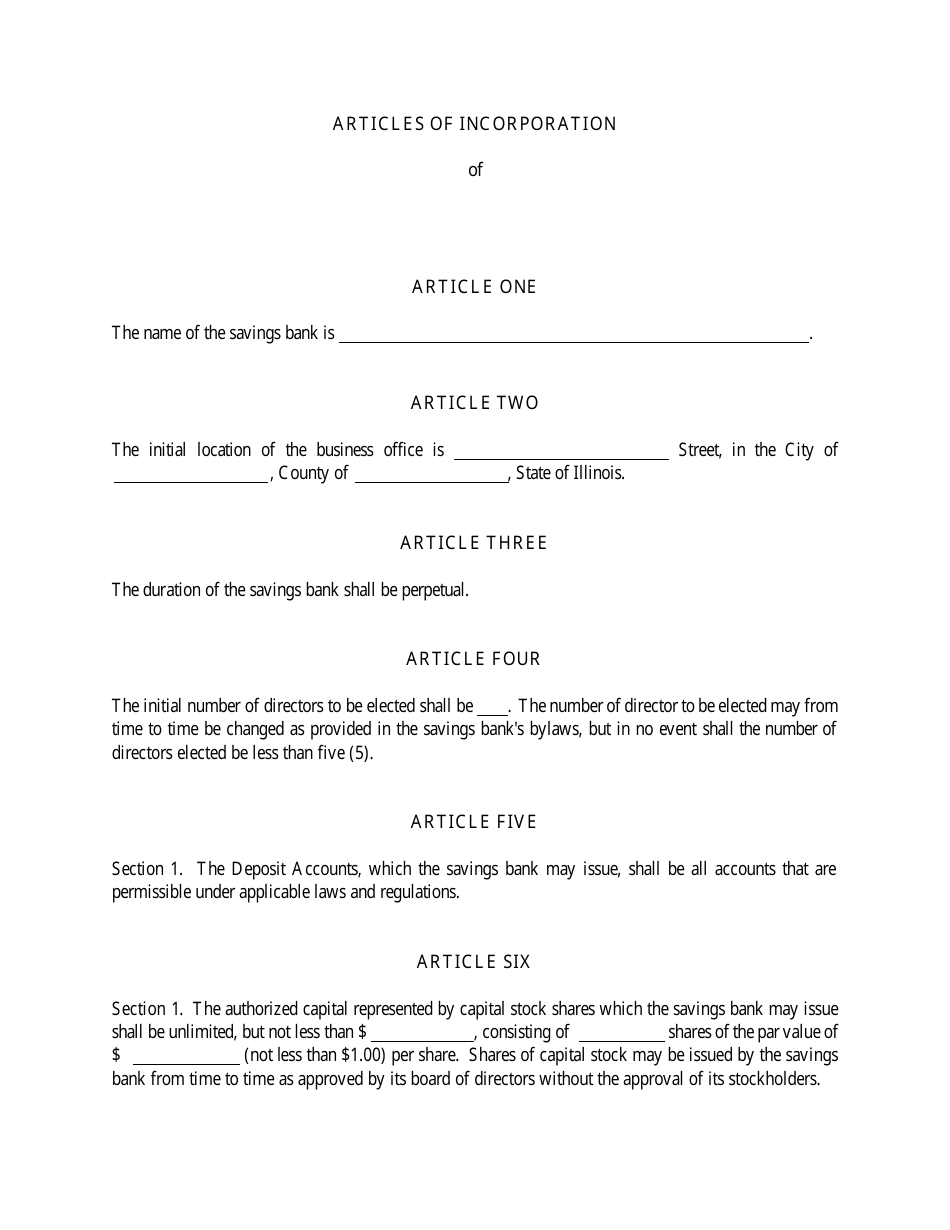 Form IL581-0123 Articles of Incorporation - Illinois, Page 1