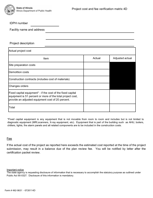 Form 482-0651 - 0720114D  Printable Pdf