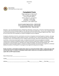 Document preview: Complaint Form - Illinois