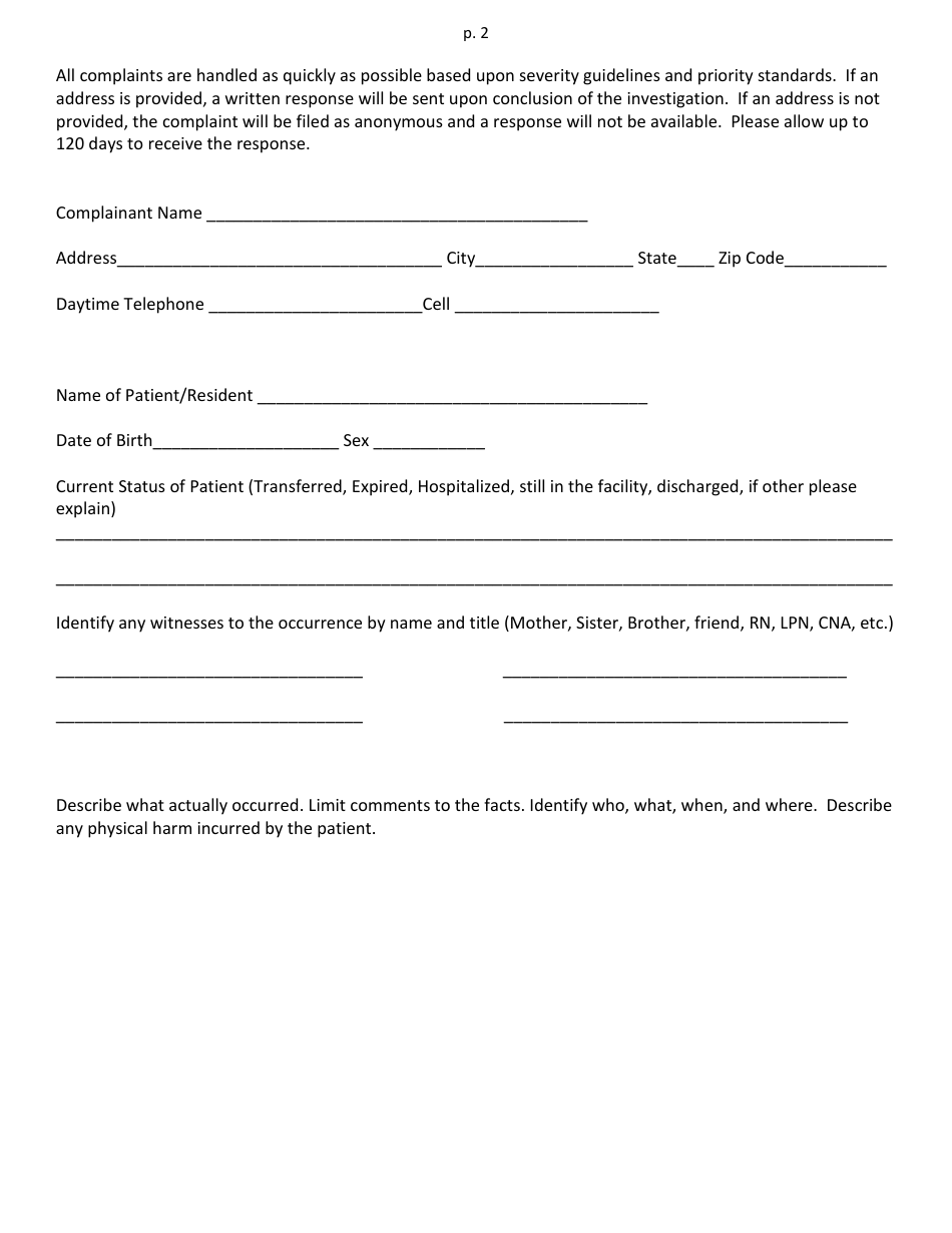 Illinois Complaint Form - Fill Out, Sign Online and Download PDF ...