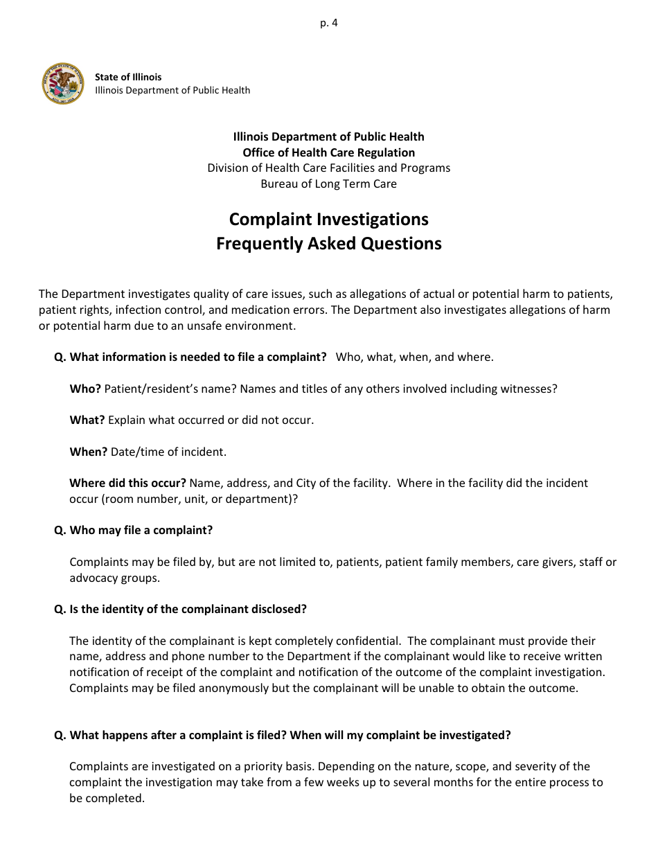 Complaint Form - Illinois, Page 4