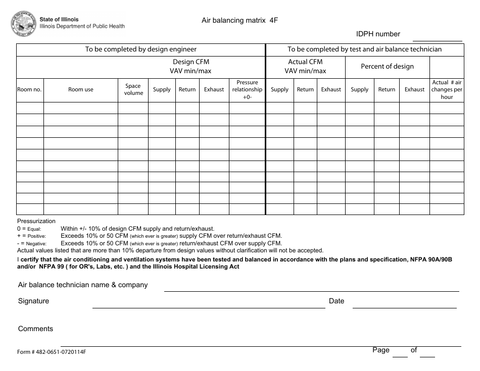 Form 482-0651-0720114F Air Balancing Matrix 4f - Illinois, Page 2