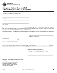 Form IOCI15-31 &quot;Emergency Medical Services (EMS) Authorization for Release of Information&quot; - Illinois