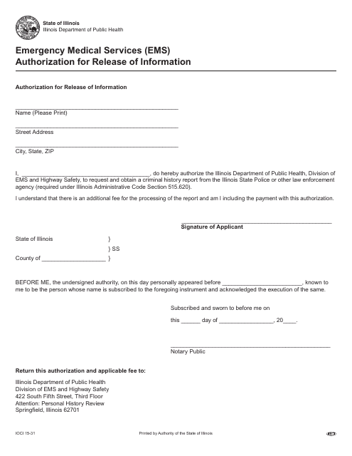 Form IOCI15-31  Printable Pdf