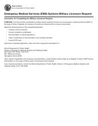 Document preview: Emergency Medical Services (EMS) Systems Military Licensure Request - Illinois