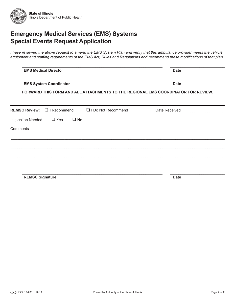 Form IOCI12-231 - Fill Out, Sign Online And Download Fillable PDF ...