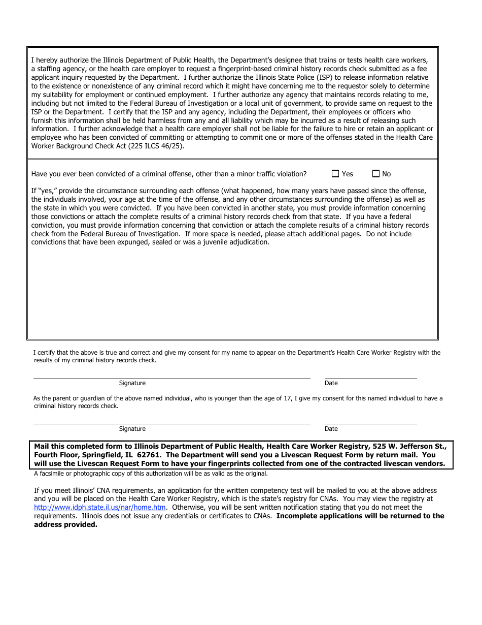 U.S. Military Personnel Application to Become an Illinois Certified Nurse Aide (Cna) - Illinois, Page 2