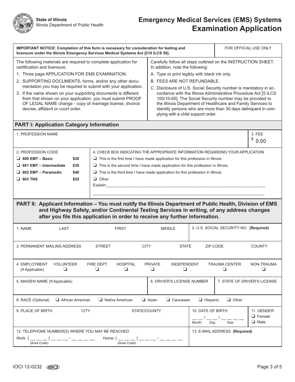 Illinois Emergency Medical Services (EMS) Systems Examination ...