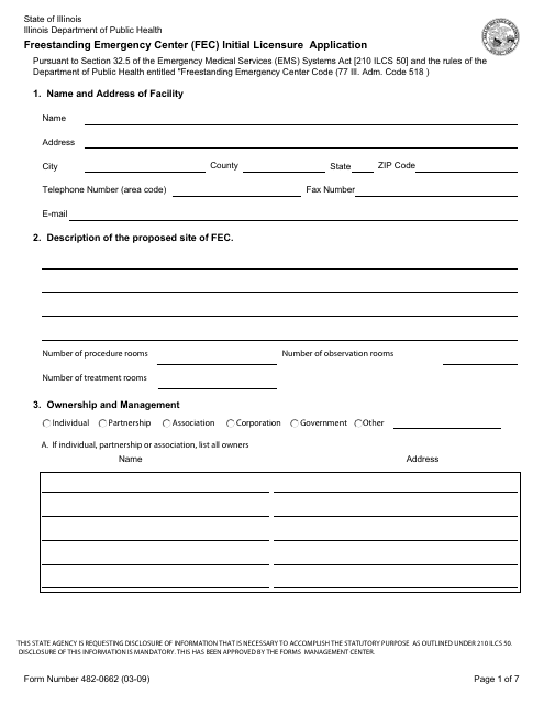 Form 482-0662  Printable Pdf