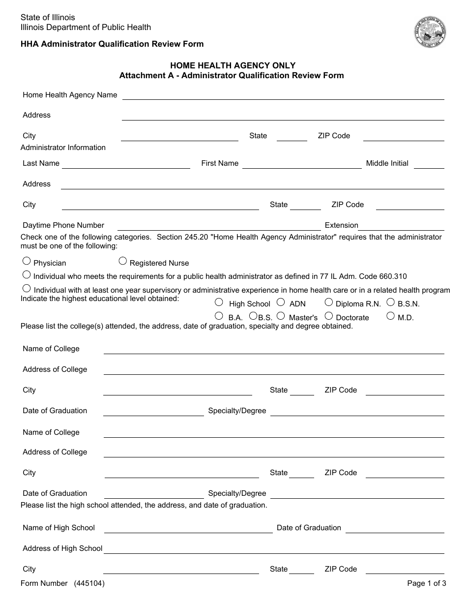 Form 445104 Attachment A - Fill Out, Sign Online and Download Fillable ...