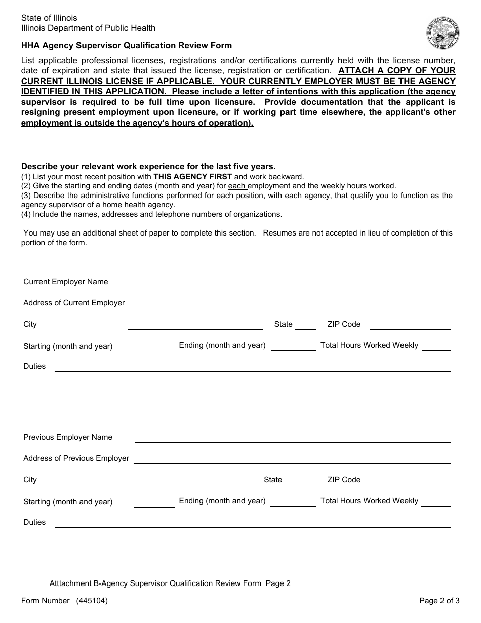 Form 445104 Attachment B - Fill Out, Sign Online and Download Fillable ...