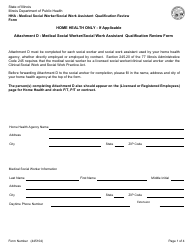 Document preview: Form 445104 Attachment D Medical Social Worker/Social Work Assistant Assistant Qualifications Review Form - Illinois