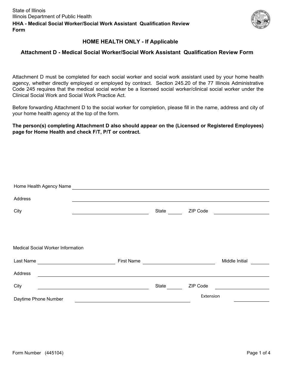 Form 445104 Attachment D - Fill Out, Sign Online and Download Fillable ...