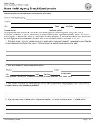 Document preview: Form 445099 Home Health Agency Branch Questionnaire - Illinois