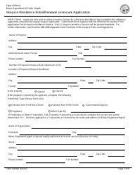 Form 445102 Hospice Residence Initial/Renewal Licensure Application - Illinois