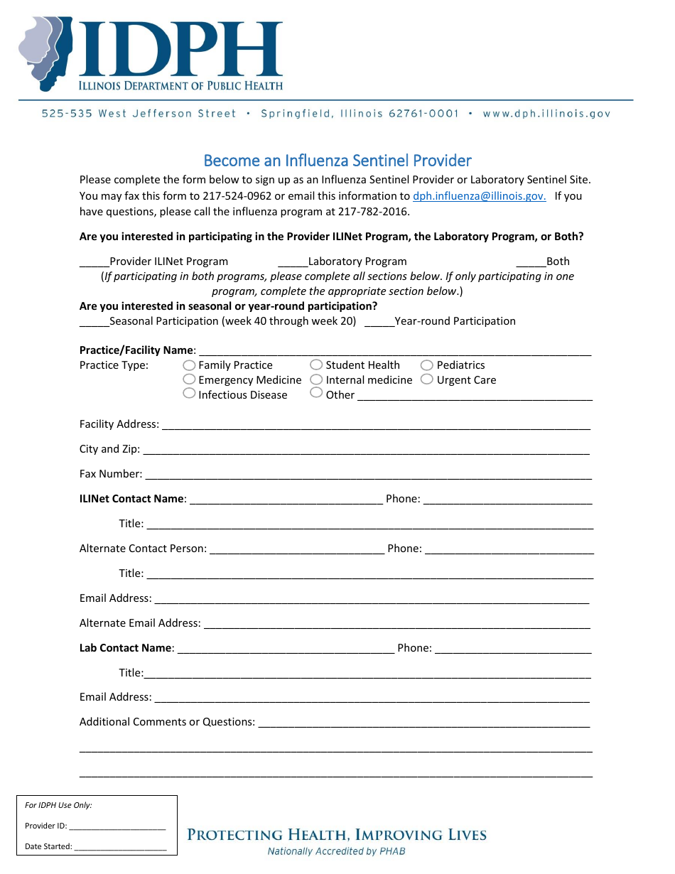Become an Influenza Sentinel Provider - Illinois, Page 1