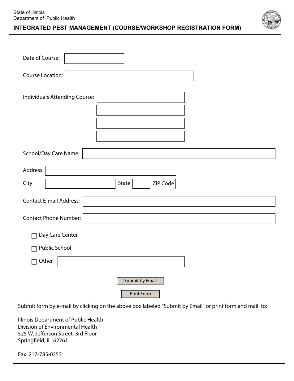 Illinois Integrated Pest Management Registration Form