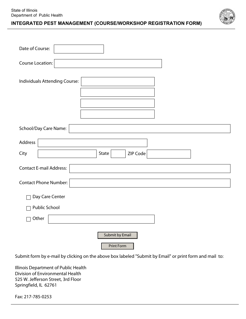 Integrated Pest Management (Course / Workshop Registration Form) - Illinois, Page 1