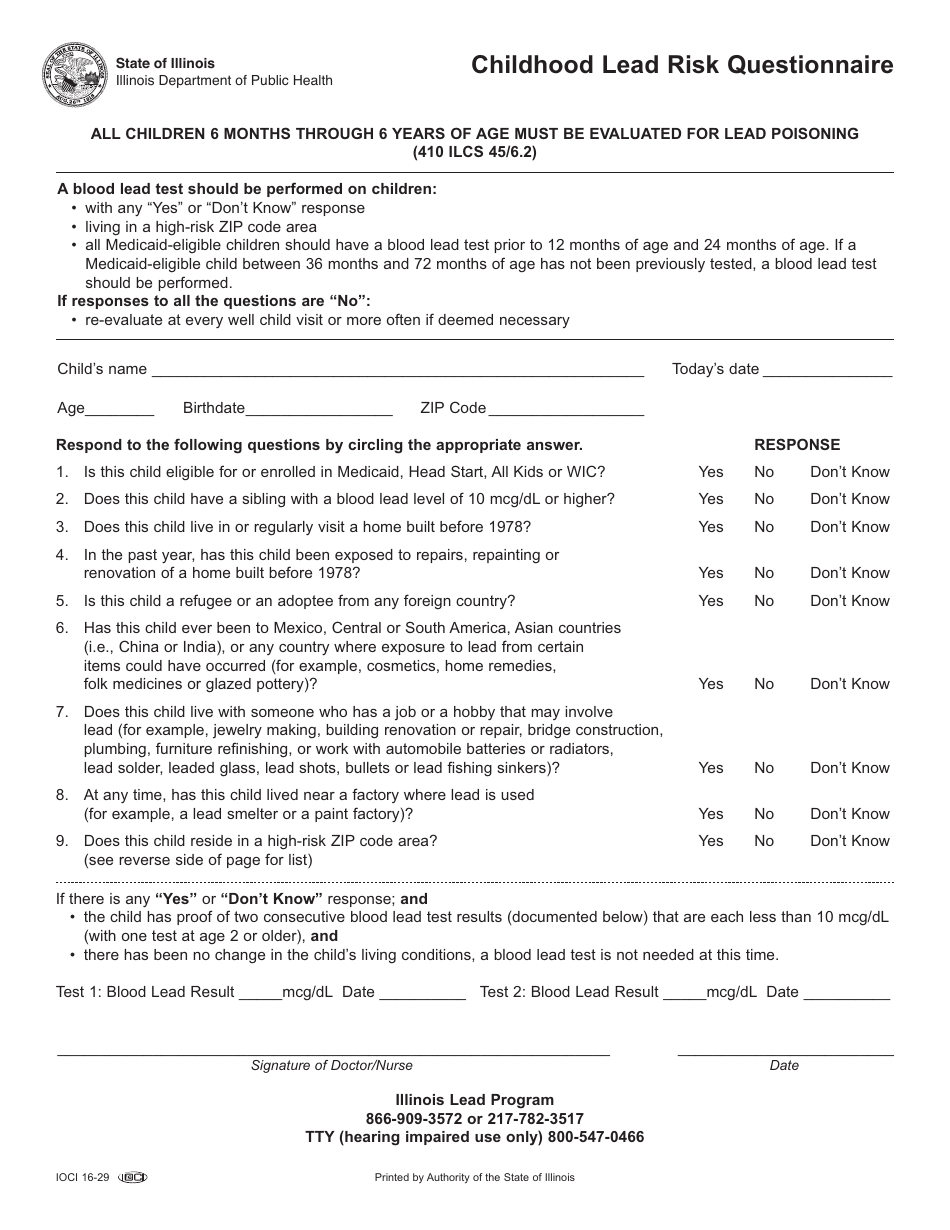 Form IOCI1629 Fill Out, Sign Online and Download Fillable PDF