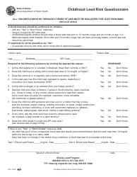 Form IOCI16-29 Childhood Lead Risk Questionnaire - Illinois