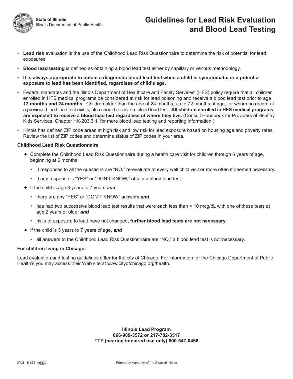 Form IOCI16-29 Childhood Lead Risk Questionnaire - Illinois, Page 3