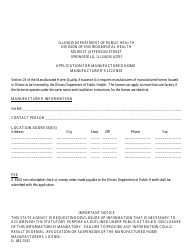 Document preview: Form IL482-1041 Application for Manufactured Home Manufacturer's License - Illinois
