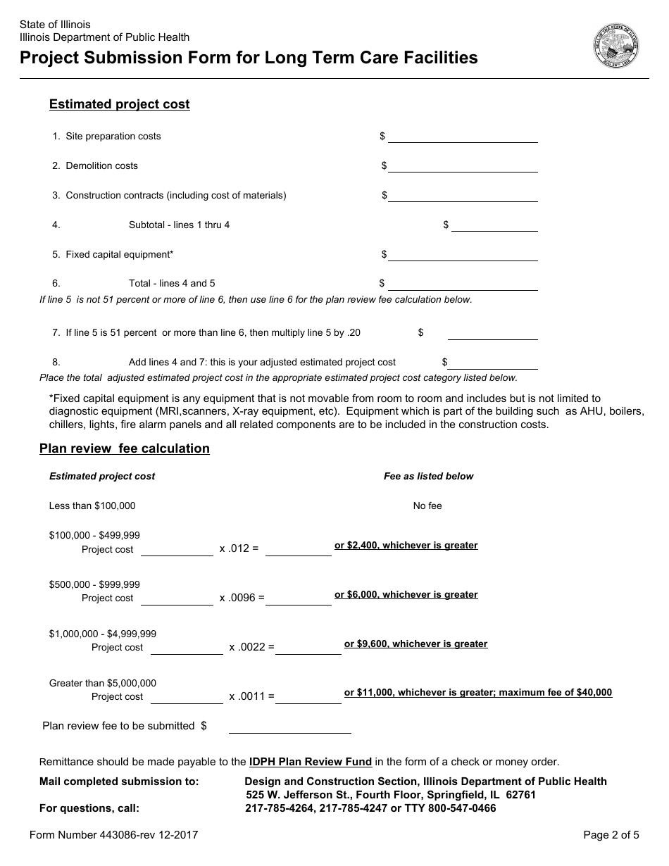 Form 443086 Project Submission Form for Long Term Care Facilities - Illinois, Page 2
