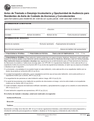 Formulario IOCI13-540 Aviso De Traslado O Desalojo Involuntario Y Oportunidad De Audiencia Para Residentes De Asilo De Cuidado De Ancianos Y Convalecientes - Illinois (Spanish)