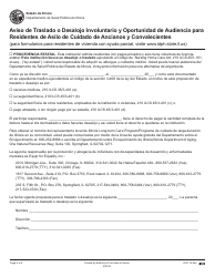 Formulario IOCI13-540 Aviso De Traslado O Desalojo Involuntario Y Oportunidad De Audiencia Para Residentes De Asilo De Cuidado De Ancianos Y Convalecientes - Illinois (Spanish), Page 2