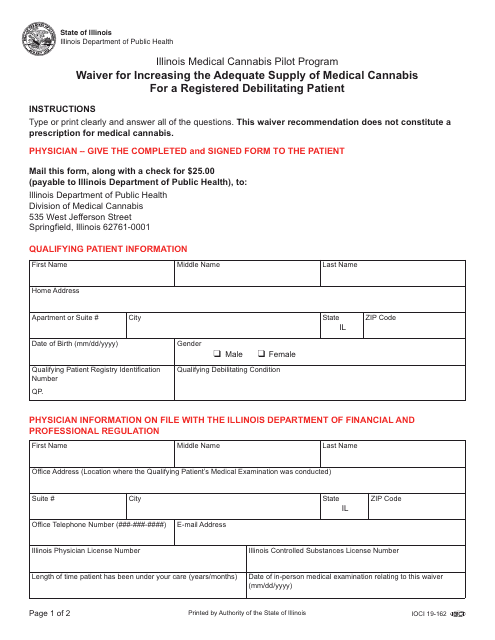 Form IOCI19-162  Printable Pdf