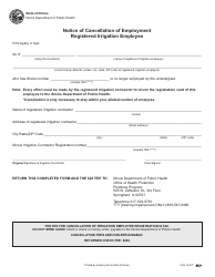 Document preview: Form IOCI15-477 Notice of Cancellation of Employment Registered Irrigation Employee - Illinois