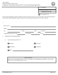 Document preview: Form 445105 Pregnancy Termination Center (Astc) Licensure Renewal Application - Illinois