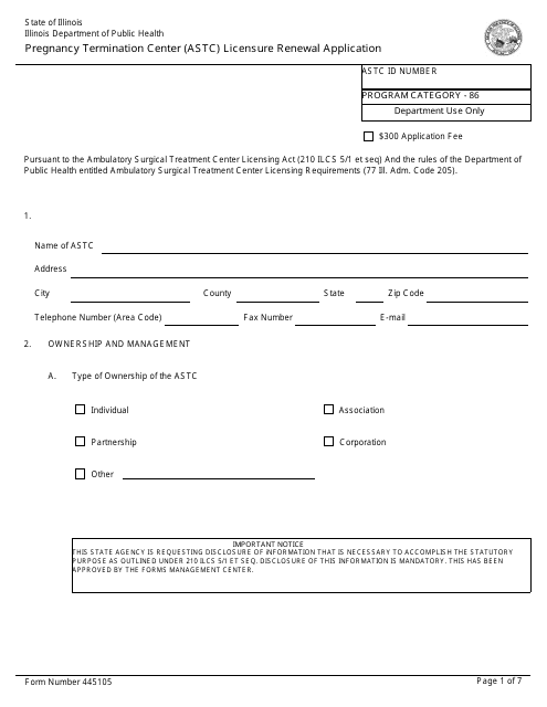 Form 445105  Printable Pdf