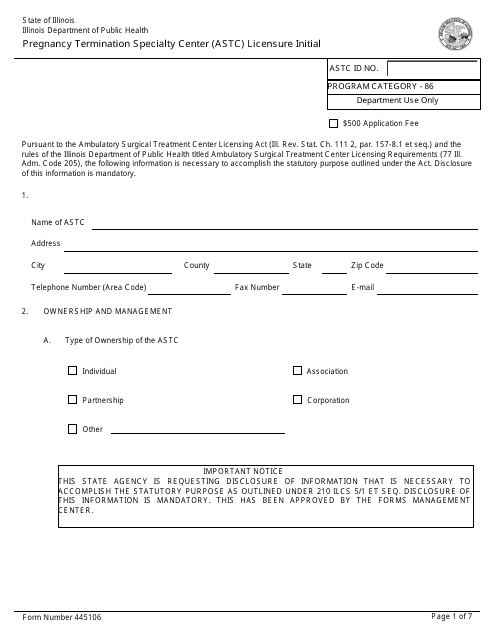 Form 445106  Printable Pdf