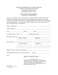 Document preview: Form IL482-0159 (PCO Form 8) Structural Pest Control Change of Ownership - Illinois