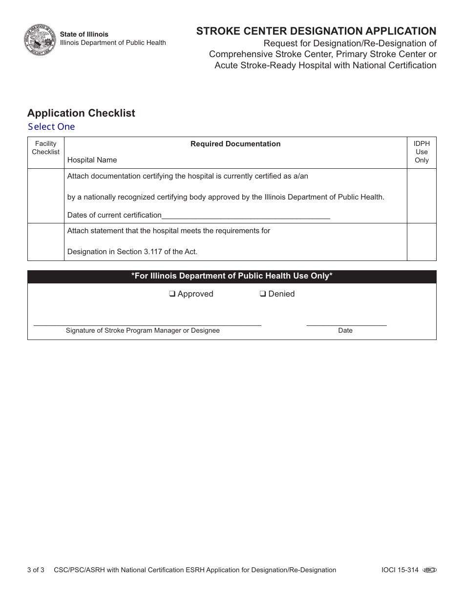 Form IOCI15-314 Stroke Center Designation Application - Illinois, Page 3