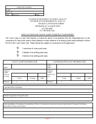 Form IL482-0136 Application for Youth Camp Construction Permit - Illinois