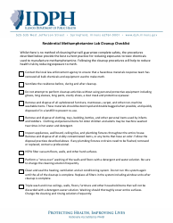 Document preview: Residential Methamphetamine Lab Cleanup Checklist - Illinois