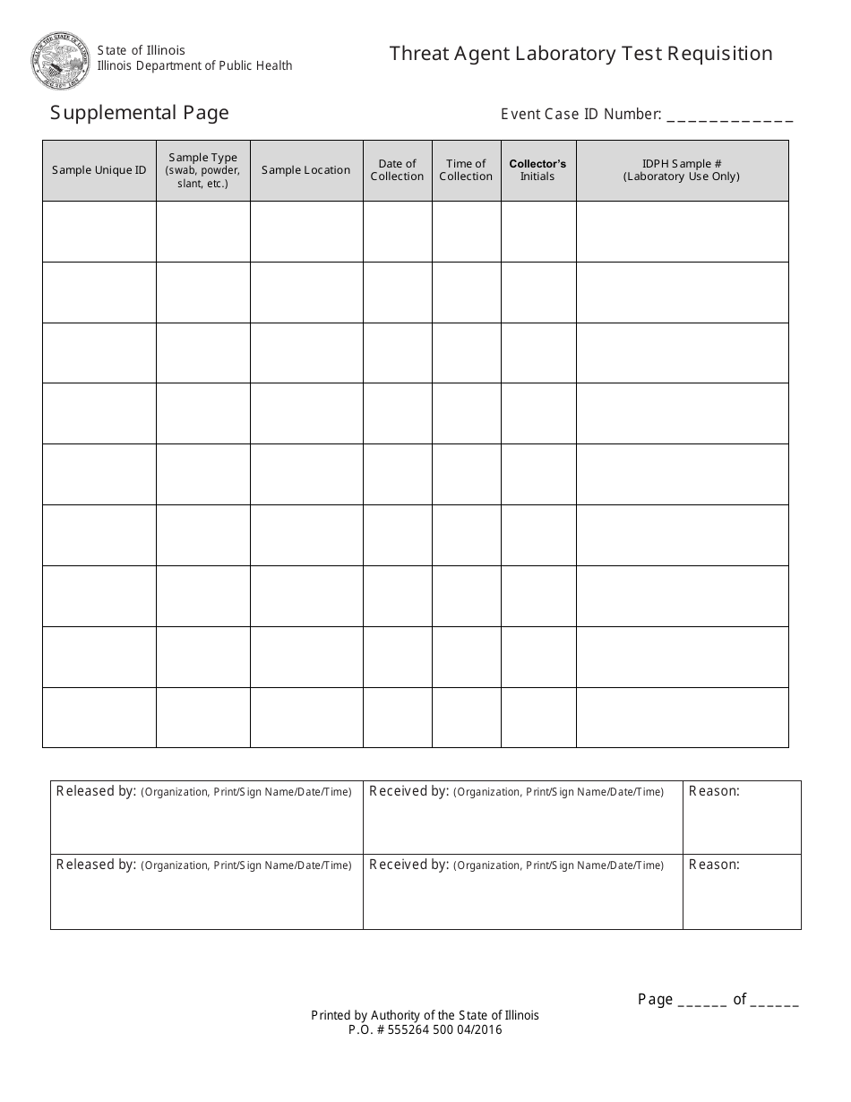 Threat Agent Laboratory Test Requisition - Illinois, Page 3