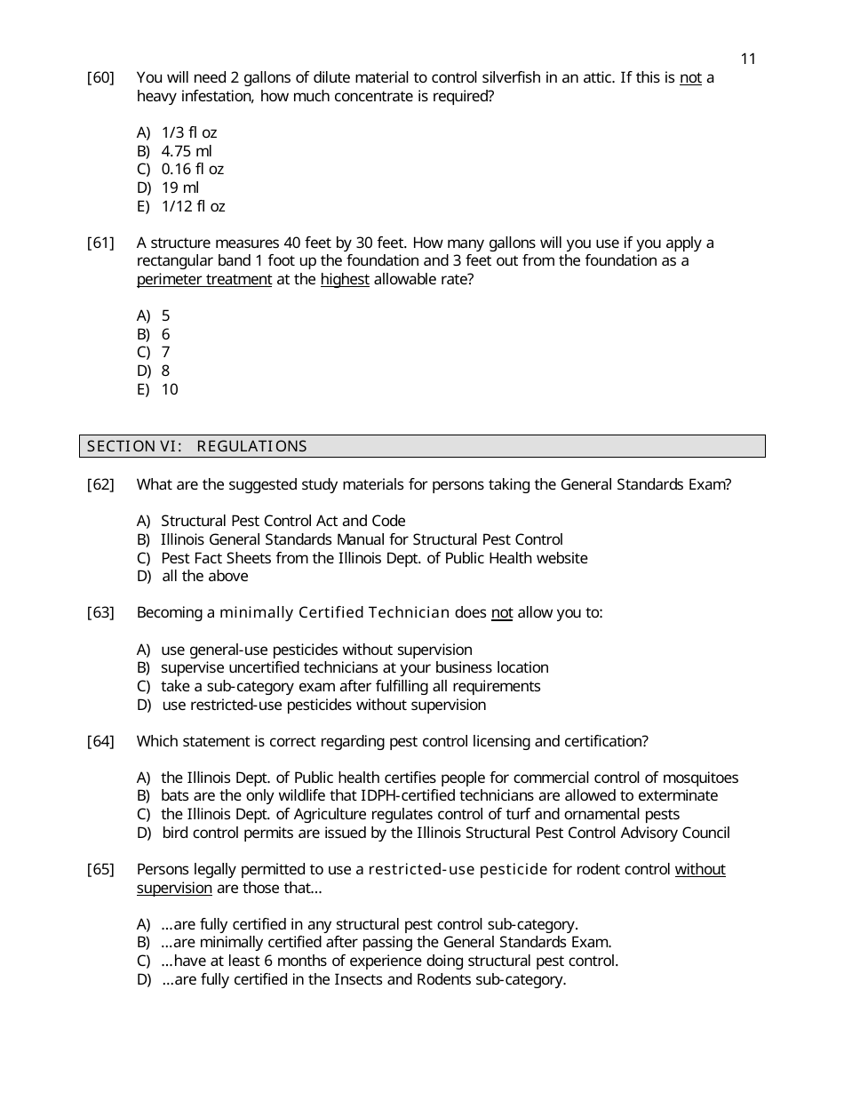General Standards Practice Examination Form - Illinois, Page 11