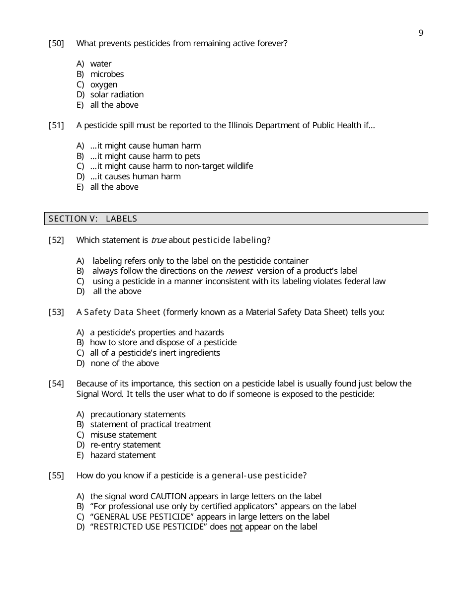 General Standards Practice Examination Form - Illinois, Page 9