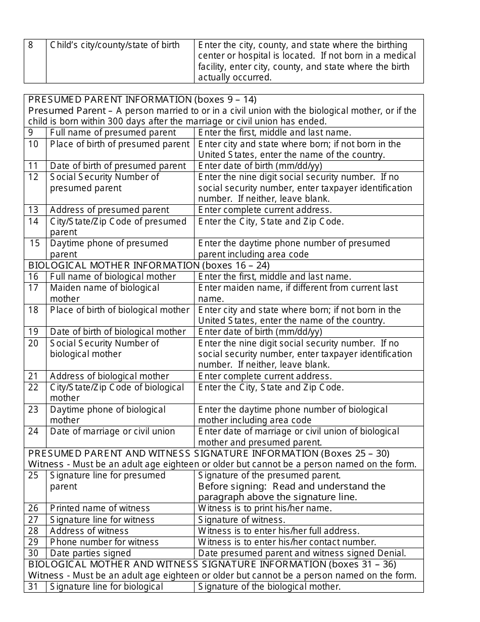 Instructions for Form HFS3416D Illinois Denial of Parentage - Illinois, Page 2