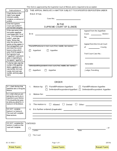 Form ISC-O3903.1 Motion Suite - Illinois