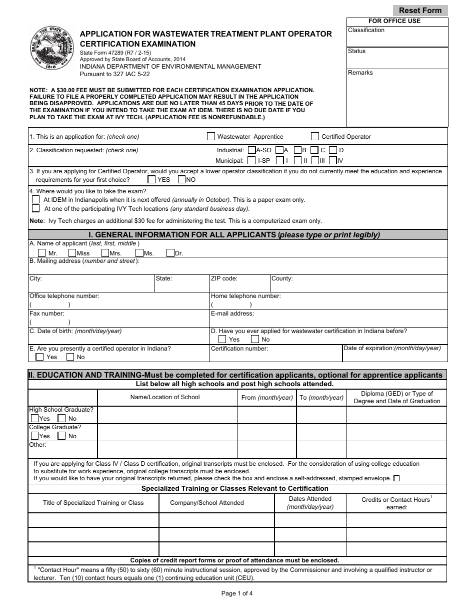 State Form 47289 - Fill Out, Sign Online and Download Fillable PDF ...